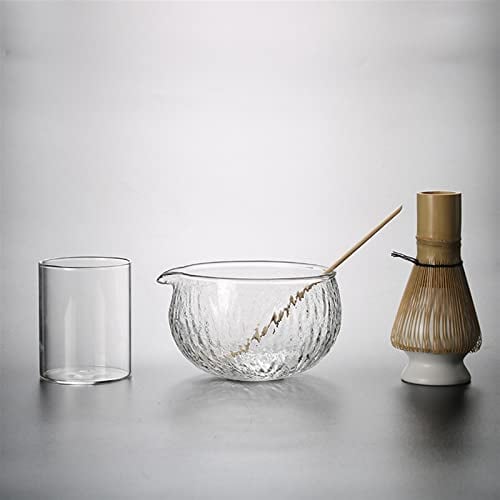 BAMFY Glass Matcha Whisk Set, Matcha Whisk Holder, Glass Bowl, Tea Scoop, Matcha Kit Japanese Tea Set for Matcha Making Kit (Color : Matte White 5-Piece Set)