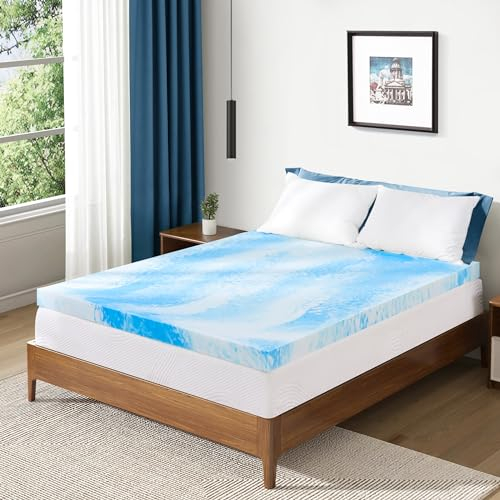 Topper 180x200cm - 7.5cm Höhe Memory Foam Matratzentopper aus Gel-Memoryschaum mit wasserdicht Oeko-TEX Zertifiziert Matratzenschoner, Blau