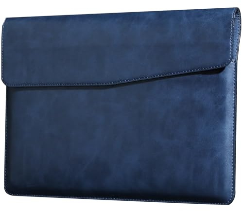 CPNVWA Laptophülle aus Leder, kompatibel mit MacBook Pro 16 Zoll M4 M3 M2 M1 Pro/Max & MacBook Air 15 Zoll M4 M3 M2, Echtleder-Schutzhülle, Blau