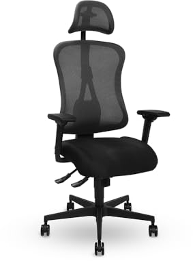 TOPSTAR Living Chairs 3D Office Pro ergonomischer Bürostuhl mit bewegter Sitzfläche und Kopfstütze dunkelgrau