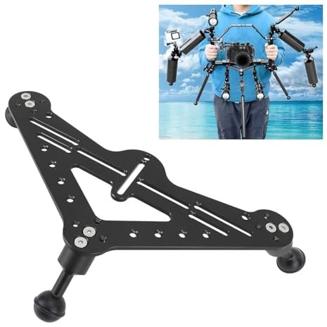 Tauch-Rig-Tablett-Halterung, Dreieckiger Unterwasser-Video-Foto-Tauchstabilisator, Stativ-Basishalterung für DSLR- und Action-Kameras, 1/4-Zoll-Gewinde, M5-Gewinde,