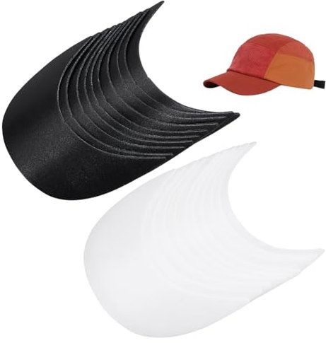 BENECREAT 20pcs 2 Styles Baseball Cap Visor Insert, White & Black Ball Cap Form Shaper Plastic Hat Brim Baseball Hat Shaper Bump Cap Insert for Craft Sewing Caps Supplies Making