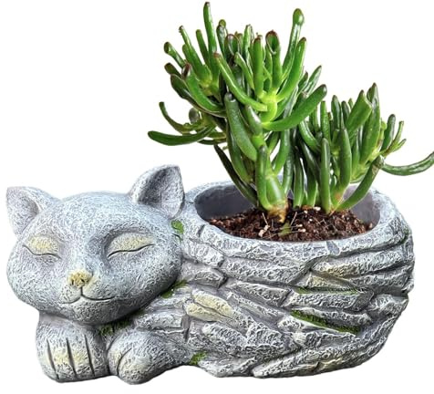 Jlobnyiun Katzen-Blumentopf – Übertopf in Katzenform, schlafender Katzentopf, bezaubernder Katzen-Pflanztopf für Katzenliebhaber, bezaubernde Katzentöpfe, bunte Katze für Innen- und Außenbereich