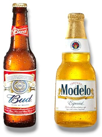 6 x Cerveza Modelo Especial Bier Mexiko 0,35l & 6 x Bud King of Beer Amerika 0,33l- Mixpaket-Inkl. Haus der Biere Berlin Bierdeckel (12 Flaschen)