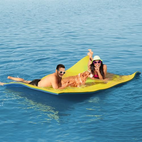 CTSC Tapis Flottant Piscine, Tapis Flottant en Mousse, Tapis en Mousse xpe avec Filet en Nylon résistant à la déchirure 210x90 cm / 240x120 cm Capacité Portante 108/160 KG