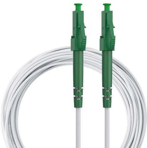 Glasfaserkabel LC APC auf LC APC 20M, LWL Patchkabel Singlemode Simplex 9/125μm FTTH Lichtwellenleiter LSZH, Weiß, 20 Meter