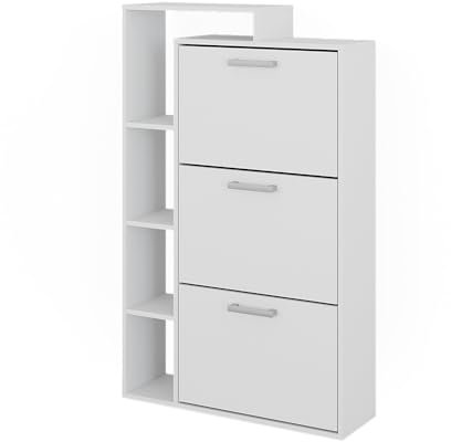 Vicco Scarpiera Orlando, Bianco, 80 x 128.3 cm con 3 scomparti