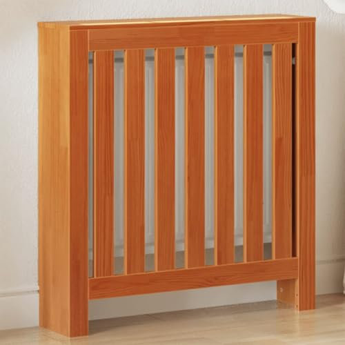 qohoio Radiator Cover Wax Brown 79.5x19x84 cm Solid Wood Pine-Radiator Cover Modern MDF Vertical Slats Wood Decorative Cabinet for Living Room Bedroom Hallway,Large