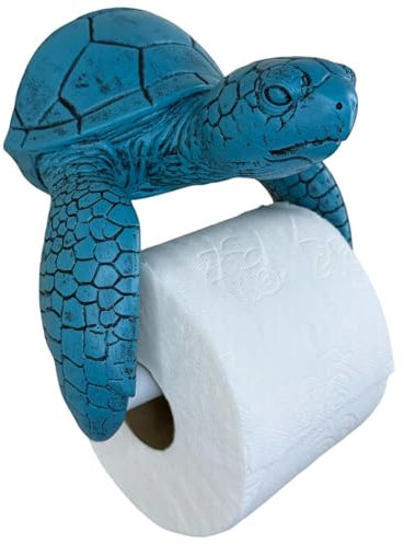 Porte-rouleau de papier toilette mural tortue de mer rustique plage nautique bleu mer/vert décor côtier – Aqua sarcelle finition patinée