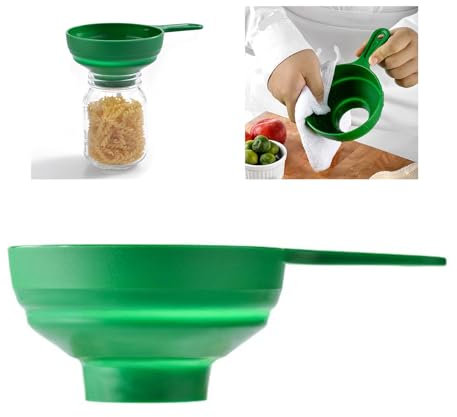 Imbuto da Pieghevole Ed Espandibile Akozon - Imbuto Verde a Bocca Larga per Riempire Olio, Marmellata e Liquidi