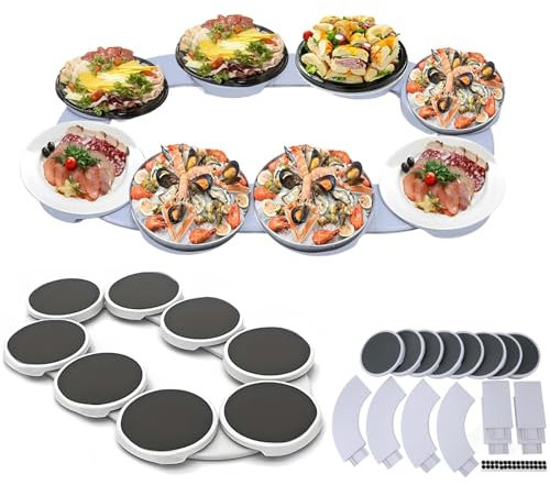 Morlinca Drehteller für Esstisch, 360° Drehbarer Drehtablett für Tisch, Erweiterbarer Tisch-Organizer für Rechteckige und Längliche Tische, Ideal für Lebensmittel und Partys,Grau