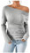 Générique Chemisier Rose Poudré à Manches Longues et épaules dénudées pour Femme, Haut Sexy, Coupe cintrée, Chemise froncée et serrée pour Sortir l'automne Gilet Jaune Travail (Grey, M)