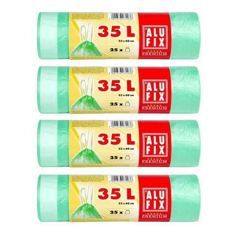 VEPATIM 100 Müllsäcke Müllbeutel mit Zugband 35L HDPE grün 53 x 60 cm