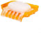 Porte-savon moderne en plastique, ventouse antidérapante, style cascade, salle de bain et cuisine (orange transparent)