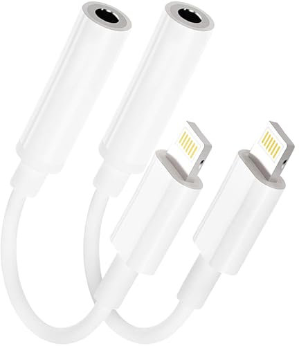 GNUADZ 2 Pack Lightning to Jack Adapter,[MFi Certified ] iPhone Aux Adapter,3.5 mm Headphone Adapter, iPhone Audio Compatible with iPhone 14 Pro Max/14 Pro/14/14 Plus/13/12/11/SE/X/XR/XS/8/7