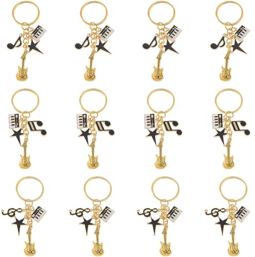SUPERFINDINGS 12 Stück 3 Stile Legierung Musiknoten Anhänger Golden Kleine Musik Anhänger Schlüsselanhänger Musiksymbol Instrumenten Anhänger Für Bastel Und Kunstbedarf Schlüsselanhänger