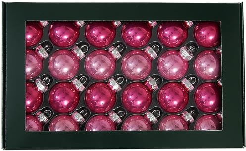 Kleine Baumkugeln aus Glas Ø 2 cm/2,5 cm/3 cm - Christbaumkugeln Baumschmuck Christbaumschmuck Weihnachtsbaumschmuck Weihnachtsbaumkugeln (24 Stück-Pink Opal, 2,5 cm)