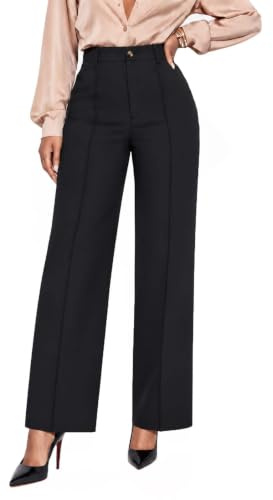 TZLDN Anzughose Damen Bundfaltenhose Palazzo Hosen Elegant Stretch Hose | Festlich Business Outfit mit Knöpfen Marlenehose mit Elastischer Bund Old Money Für Büro Geschäft Alltag