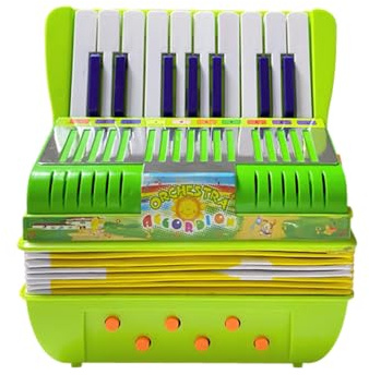 lvifloae mini 17 Key 6 Bass Kinder Spielzeug Akkordeon Leichtes Mini -Musikinstrument mit robuster Gurtschnalle für Kinder Studenten Musical Starter Weihnachtspraxis Performan (Grün)