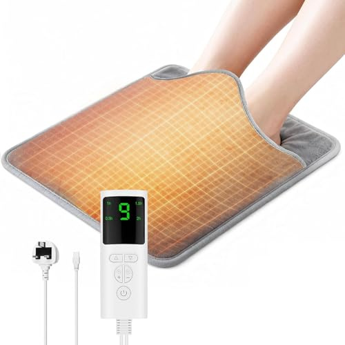 Newthinking Electric Foot Warmer for Women and Men, Soft Warm Heated Feet Heating Mat with Heat Level Control, 9 Levels, 4 Timers, Auto Shut Off, Washable