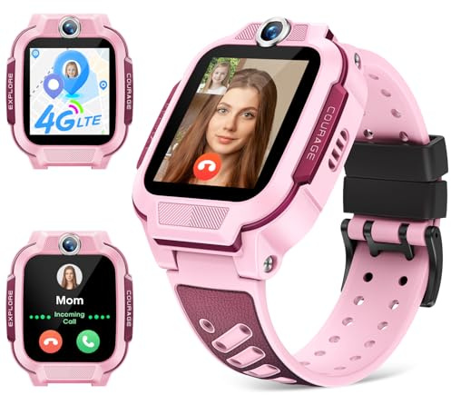 imoo Watch Phone, 4G-Smartwatch Kinder mit HD-Videoanrufen, Smartwatch für Kinder mit GPS-Echtzeitortung, IPX8-Wasserbeständigkeit (Z3, Rosa)
