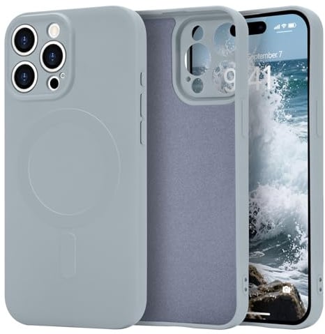 Urarssa Magnetic Case for iPhone 15 Pro, Liquid Silicone, Baby Blue | Compatible with Magsafe, Premium Gel Rubber Silky-Soft Touch Phone Case, Anti-Scratch Shockproof Drop Protective Phone Cover