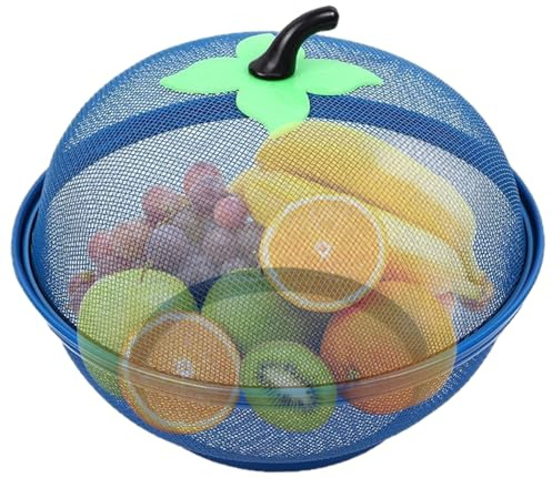 Frutero con tapa, cesta de frutas de malla fina de Metal en forma de manzana con tapa para aperitivos de verduras de cocina, cesta