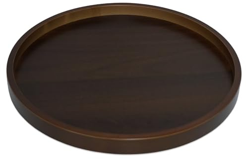 hocadon Round Wooden Tray Serving Trays 30cm Wooden Trays for Display | 30x30x2,3cm Circle Countertop Organizer Candle Tray for Kitchen Counter Home Decor