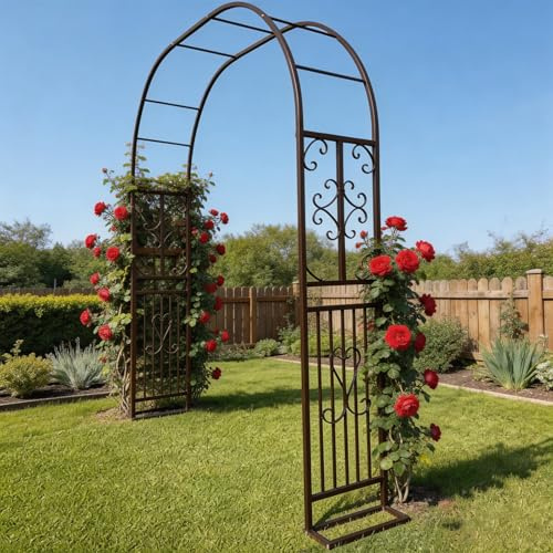 Poxvythb Traliccio per Rampicanti Arco per Rose - per Creare un Tunnel Spettacolare, con Struttura Resistente e Facile da Montare per Piante Rampicanti(L220xW40xH230cm) Bronze-B