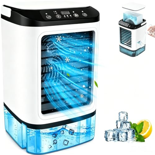 Evaporative Air Cooler, 4-IN-1 Portable Mini Air Conditioner Fan 3 Speeds