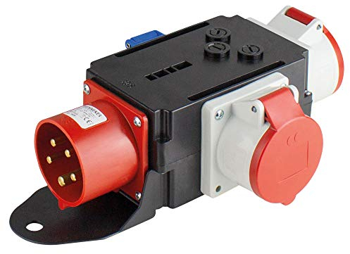 as - Schwabe MIXO Starkstromverteiler – CEE-Stecker 400V/32A/5-polig, ca. 7 kW - Starkstrom Adapter - 1 x Schuko, 2x CEE Steckdose 400 V, 16 A, 5-polig - Stromstation - Made Germany – IP44, 60833