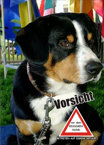 PEMA INDIGOS UG - Türschild FunSchild - SE127 DIN A4 Achtung Hund Appenzeller Sennenhund - für Käfig, Zwinger, Haustier, Tür, Tier, Aquarium - aus hochwertigem Alu-Dibond beschriftet sehr stabil