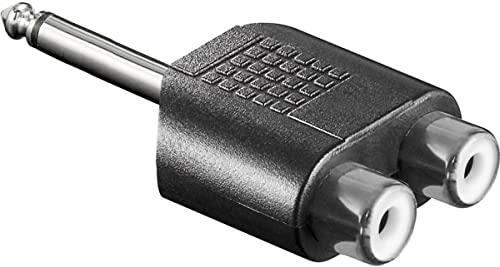 Adaptateur Jack 6.35 male mono 2 RCA femelle.