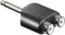 Adaptateur Jack 6.35 male mono 2 RCA femelle.