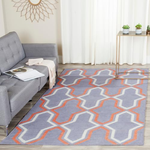SAFAVIEH Zeitgenössische Teppich für Wohnzimmer, Esszimmer, Schlafzimmer - Dhurrie Collection, Kurzer Flor, Lila und Multi, 122 X 183 cm