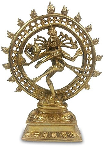 Golden Lord Shiva Statuette - 23cm Brass Statue of Shiva Nataraj by Shiva