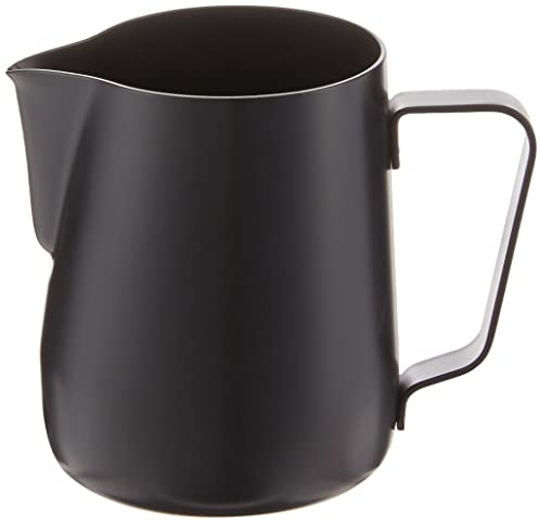 Rhinowares Stealth Black Milk Pitcher 360ml/12oz - Stainless Steel Milk Frothing Jug & Measuring Cup | Use with Your Coffee Machine or Frother for a Cappuccino, Latte or Flat White