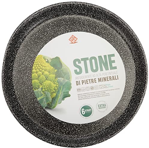 Home Molde redondo de piedra antiadherente para pizza cm28 utensilios de cocina, piedra, antracita, 28 cm