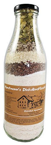 Dinkelbrotmischungen in der Flasche vom Dinkelhof Horstmann, Saatenbrot