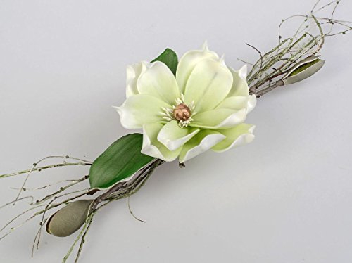 formano Tischdeko Kunstblume Magnolienzweig grün-Weiss 14x38cm