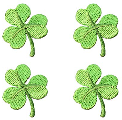 Amosfun Patch Sticker Bügeln Stickerei Gestickte St. Patrick's Day Kleeblatt DIY Kleidung Patches Aufkleber 4 Stück (Grün)