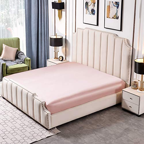 THXSILK 25 Momme Seide Spannbettlaken bis 30cm Matratzenhöhe, 100% Maulbeerseide Bettwäsche Spannbetttuch, Seiden Bettlaken für Standardmatratze, 90x200+30cm, Bezauberndes Rosa