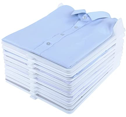 10 Pack Wardrobe Clothes Organisers and Shirt Folder, Anti-wrinkle Clothes Storage Holders, Laundry Jumper Divider Shelf Stack Folding Board
