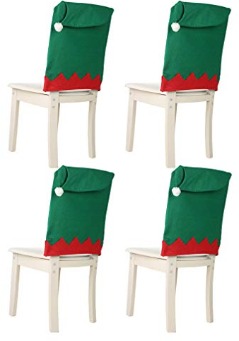 Amosfun 4 stücke Weihnachten Stuhl zurück deckt Weihnachten Hut stuhlhussen esszimmerstuhl Dekoration für Urlaub Party Dekoration (grün)