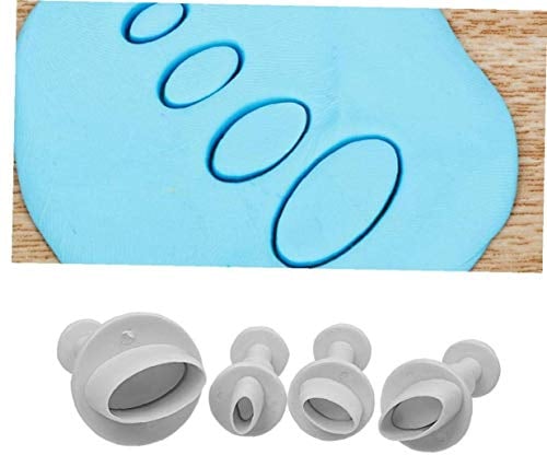 a Set of 4pcs Oval Circle Cake Biscuit Cookies Mold Cutter Plunger Fondant Sugarcraft Icing Decorating Sugarcraft Cutter