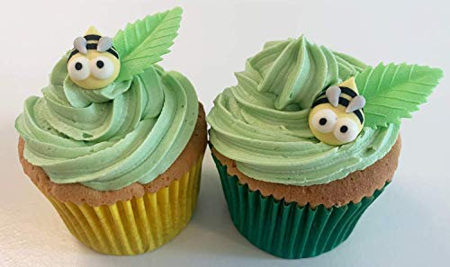12 Gorgeous Sugar Bees & 12 Green Wafer Leaves- Edible, Unique & Beautiful!