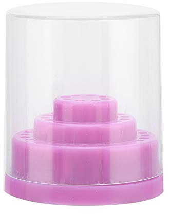 48 Slots Clear Nail Drill Bit Case Holder with Cover Manicure Tool Organizer Display Stand Nail Drill Organizer Nail Art Drill Stand(Purple)