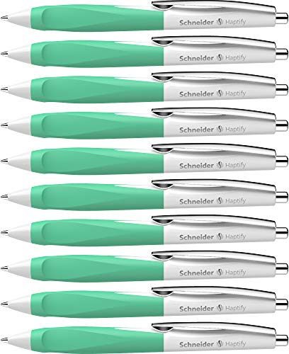Schneider Haptify Kugelschreiber (Schreibfarbe: blau, Strichstärke: Mittel, 10er Pack) weiss-mint
