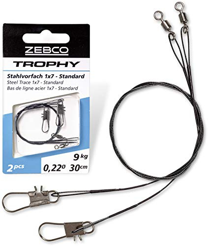 Zebco Qualitäts Trophy Stahlvorfach 1x7 Standard sicheres Vorfach Material Spinnfischen Angel Zubehör Hecht Angeln, Diverse, 50cm-9kg