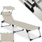 KESSER® Tumbona Sun con Parasol | Tumbona de jardín con Techo Plegable | Respaldo Ajustable, ergonómico | Silla portátil | Tumbona de Playa Superficie de Reposo Acolchada Beige